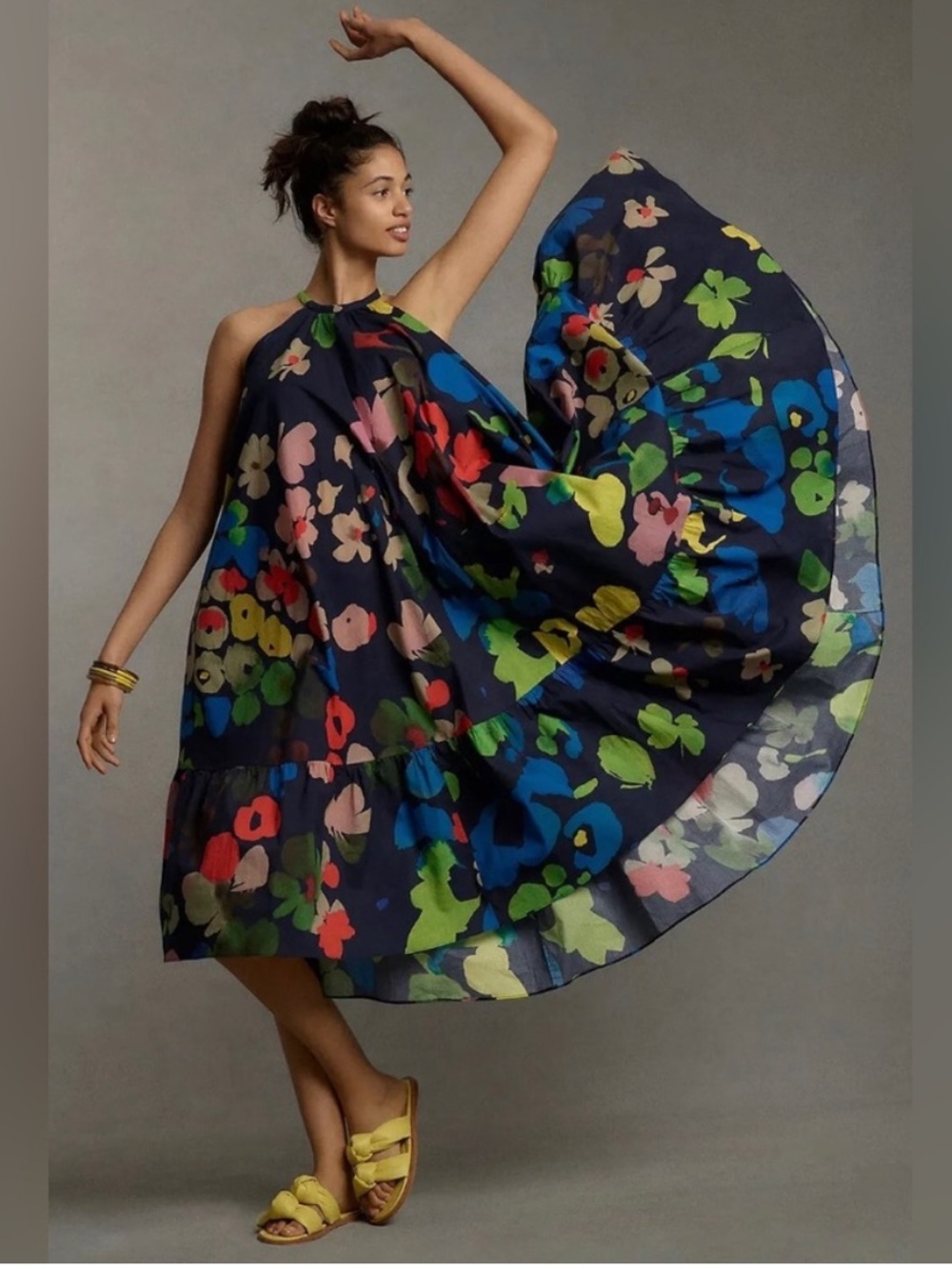 Anthropologie x WHIT TWO Floral Halter Midi Dress